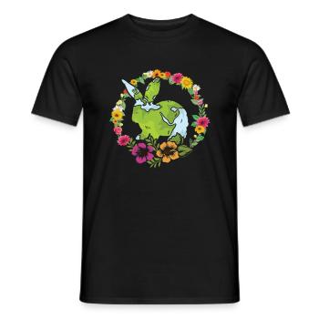 Earth Day Cute Rabbit loves Planet World - Männer T-Shirt - Schwarz - Vorne - AI Model Male 178 light (178cm)