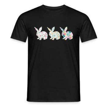 Easter Three Bunnies Rabbit Flower - Männer T-Shirt - Schwarz - Vorne - AI Model Male 178 light (178cm)