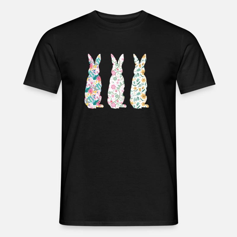 Easter Three Bunnies Rabbit Flower - Männer T-Shirt - Schwarz
