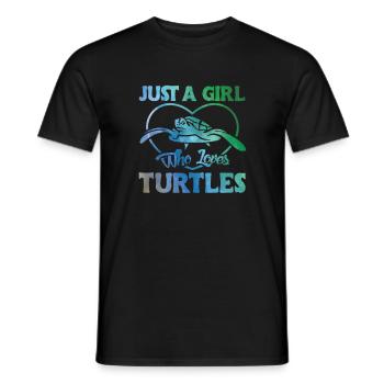 Turtle Cute Girl Love Turtles - Men's T-Shirt - black - Front - AI Model Male 178 light (178cm)