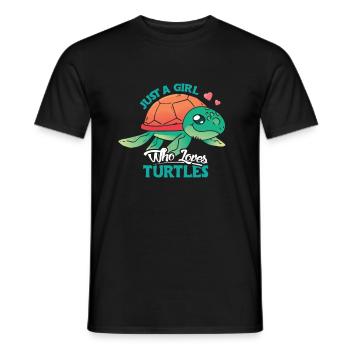 Turtle Cute Girl Love Turtles - Männer T-Shirt - Schwarz - Vorne - AI Model Male 178 light (178cm)