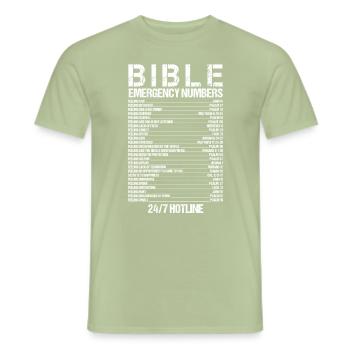Bible Emergency Numbers Waymaker Jesus Christian - Männer T-Shirt - Sage - Vorne - AI Model Male 178 light (178cm)