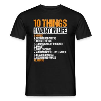 10 choses Infirmière Compétences de vie Soins infirmiers - T-shirt homme - noir - Devant - AI Model Male 178 light (178cm)