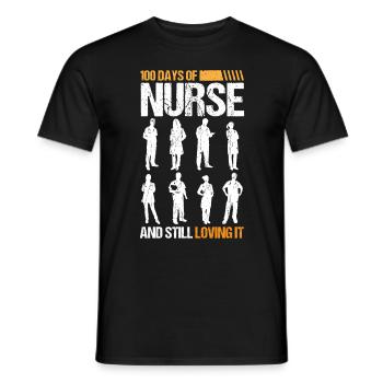Infirmière 100 jours de vie amoureuse infirmière - T-shirt homme - noir - Devant - AI Model Male 178 light (178cm)
