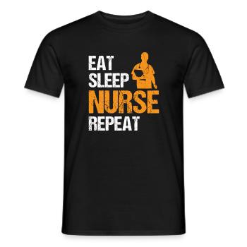 Manger Infirmière du sommeil Répéter Nursing Medicine Idée cadeau - T-shirt homme - noir - Devant - AI Model Male 178 light (178cm)