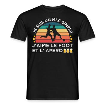 Foot et apéro humour footballeur cadeau vintage - T-shirt homme - noir - Devant - AI Model Male 178 light (178cm)