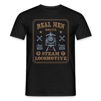 Dampflok Eisenbahn Lokführer Züge - Männer T-Shirt - Schwarz - Vorne - AI Model Male 178 light (178cm)