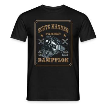 Dampflok fahren ist Nostalgie mit Eisenbahn - Männer T-Shirt - Schwarz - Vorne - AI Model Male 178 light (178cm)