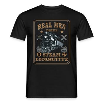 Steam locomotive and railway drive engine driver - Men's T-Shirt - black - Front - AI Model Male 178 light (178cm)