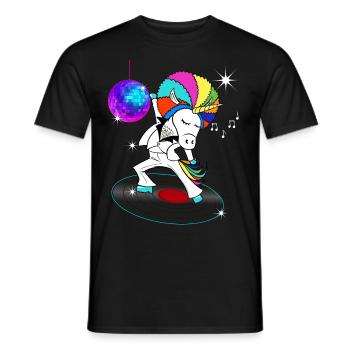 Year Disco vintage unicorn Style 70 80 - Men's T-Shirt - black - Front - AI Model Male 178 light (178cm)