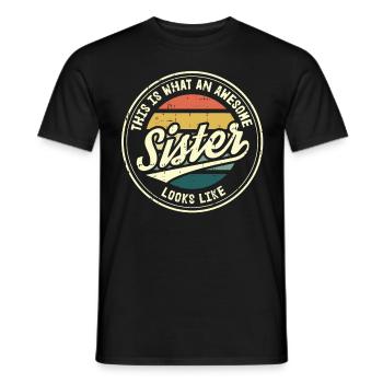 Best Sister Sister Heart Retro Sis Gift - Men's T-Shirt - black - Front - AI Model Male 178 light (178cm)