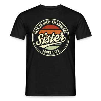 Best Sister Sister Heart Retro Sis Gift - Men's T-Shirt - black - Front - AI Model Male 178 light (178cm)
