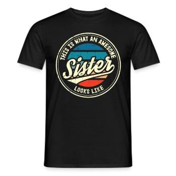 Best Sister Sister Heart Retro Sis Gift - Men's T-Shirt - black - Front - AI Model Male 178 light (178cm)