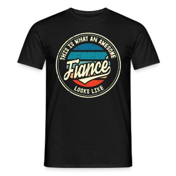 Fiancé Meilleure proposition de mariage Cadeau rétro - T-shirt homme - noir - Devant - AI Model Male 178 light (178cm)