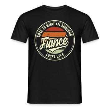 Fiancé Meilleure proposition de mariage Cadeau rétro - T-shirt homme - noir - Devant - AI Model Male 178 light (178cm)
