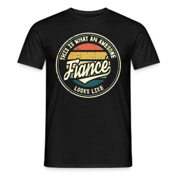 Fiancé Meilleure proposition de mariage Cadeau rétro - T-shirt homme - noir - Devant - AI Model Male 178 light (178cm)