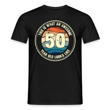 50. Geburtstag so sieht man mit 50 Retro Geschenk - Männer T-Shirt - Schwarz - Vorne - AI Model Male 178 light (178cm)