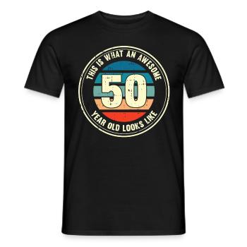 50. Geburtstag so sieht man mit 50 Retro Geschenk - Männer T-Shirt - Schwarz - Vorne - AI Model Male 178 light (178cm)
