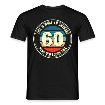 60th birthday so you see with 60 retro gift - Men's T-Shirt - black - Front - AI Model Male 178 light (178cm)