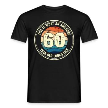 60th birthday so you see with 60 retro gift - Men's T-Shirt - black - Front - AI Model Male 178 light (178cm)