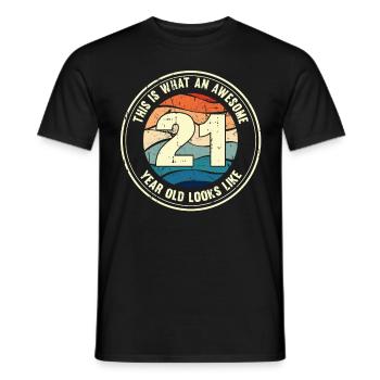 21ème anniversaire pour que vous voyiez avec 21 cadeaux rétro - T-shirt homme - noir - Devant - AI Model Male 178 light (178cm)