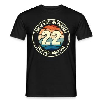22e anniversaire pour que vous voyiez avec 22 cadeaux rétro - T-shirt homme - noir - Devant - AI Model Male 178 light (178cm)
