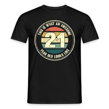21ème anniversaire pour que vous voyiez avec 21 cadeaux rétro - T-shirt homme - noir - Devant - AI Model Male 178 light (178cm)