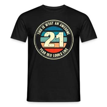 21ème anniversaire pour que vous voyiez avec 21 cadeaux rétro - T-shirt homme - noir - Devant - AI Model Male 178 light (178cm)