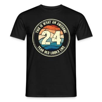 24e anniversaire pour que vous voyiez avec 24 cadeaux rétro - T-shirt homme - noir - Devant - AI Model Male 178 light (178cm)