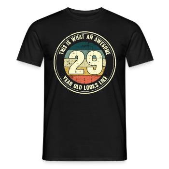 29e anniversaire pour que vous voyiez avec 29 cadeaux rétro - T-shirt homme - noir - Devant - AI Model Male 178 light (178cm)