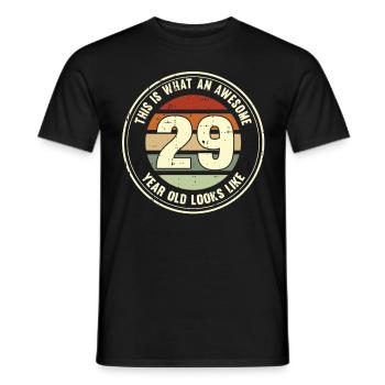 29e anniversaire pour que vous voyiez avec 29 cadeaux rétro - T-shirt homme - noir - Devant - AI Model Male 178 light (178cm)