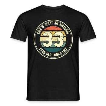 33ème anniversaire pour que vous voyiez avec 33 cadeau rétro - T-shirt homme - noir - Devant - AI Model Male 178 light (178cm)