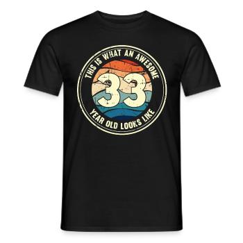 33ème anniversaire pour que vous voyiez avec 33 cadeau rétro - T-shirt homme - noir - Devant - AI Model Male 178 light (178cm)