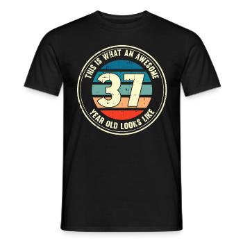 37e anniversaire pour que vous voyiez avec 37 cadeaux rétro - T-shirt homme - noir - Devant - AI Model Male 178 light (178cm)