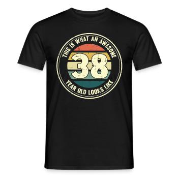 38e anniversaire pour que vous voyiez avec 38 cadeaux rétro - T-shirt homme - noir - Devant - AI Model Male 178 light (178cm)