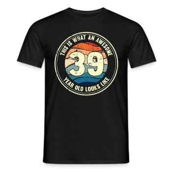 39e anniversaire pour que vous voyiez avec 39 cadeaux rétro - T-shirt homme - noir - Devant - AI Model Male 178 light (178cm)