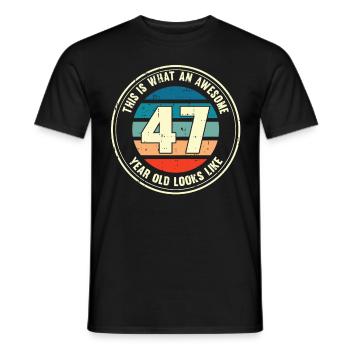 47e anniversaire pour que vous voyiez avec 47 cadeaux rétro - T-shirt homme - noir - Devant - AI Model Male 178 light (178cm)