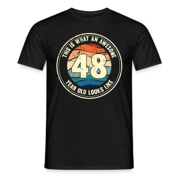48e anniversaire pour que vous voyiez avec 48 cadeau rétro - T-shirt homme - noir - Devant - AI Model Male 178 light (178cm)