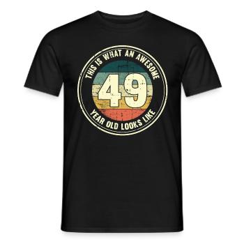 49e anniversaire Comment regarder 49 Cadeau rétro - T-shirt homme - noir - Devant - AI Model Male 178 light (178cm)