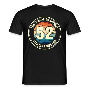 52e anniversaire pour que vous voyiez avec 52 cadeaux rétro - T-shirt homme - noir - Devant - AI Model Male 178 light (178cm)