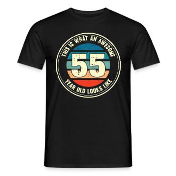 55e anniversaire Comment regarder 55 cadeau rétro - T-shirt homme - noir - Devant - AI Model Male 178 light (178cm)