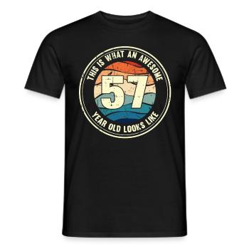 57e anniversaire Comment regarder 57 Cadeau rétro - T-shirt homme - noir - Devant - AI Model Male 178 light (178cm)