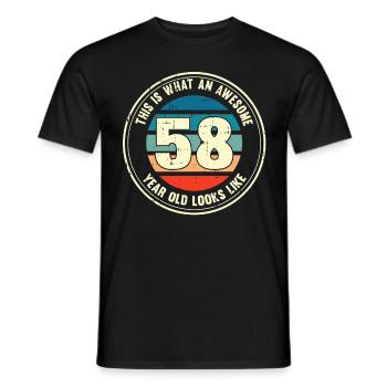 58e anniversaire Comment regarder 58 Cadeau rétro - T-shirt homme - noir - Devant - AI Model Male 178 light (178cm)