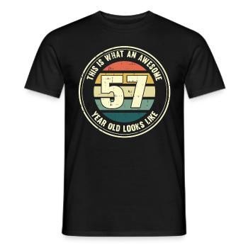 57e anniversaire Comment regarder 57 Cadeau rétro - T-shirt homme - noir - Devant - AI Model Male 178 light (178cm)