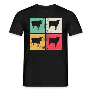 Cow Animal Farmer Moo Retro Farm Gift - T-shirt homme - noir - Devant - AI Model Male 178 light (178cm)