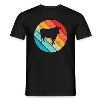 Cow Animal Farmer Moo Retro Farm Gift - T-shirt homme - noir - Devant - AI Model Male 178 light (178cm)