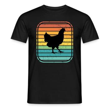 Huhn Hühner Hahn Bauer Retro Bauernhof Geschenk - Männer T-Shirt - Schwarz - Vorne - AI Model Male 178 light (178cm)
