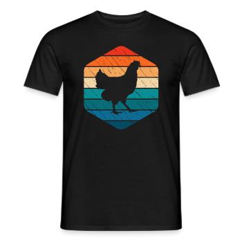 Hahn Huhn Hühner Bauer Retro Bauernhof Geschenk - Männer T-Shirt - Schwarz - Vorne - AI Model Male 178 light (178cm)