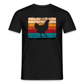 Huhn Hühner Hahn Bauer Retro Bauernhof Geschenk - Männer T-Shirt - Schwarz - Vorne - AI Model Male 178 light (178cm)