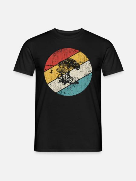 Pilz Pilze Steinpilz Fliegenpilz Retro Geschenk - Männer T-Shirt - Schwarz